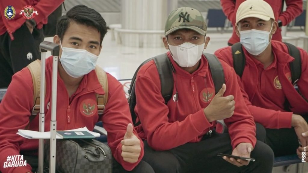 Skuad Timnas Indonesia tiba di Dubai, Uni Emirat Arab. Foto: PSSI. (17/5/2021).