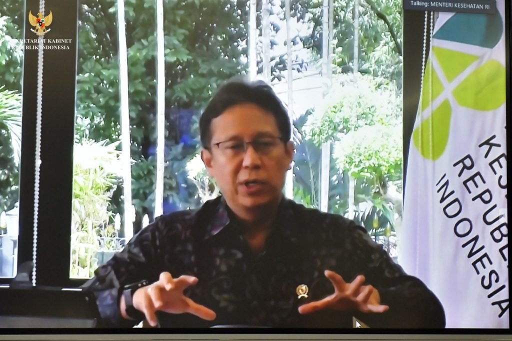 Menteri Kesehatan (Menkes) RI, Budi Gunadi Sadikin saat konferensi pers via Zoom. Foto: Sekretariat Kabinet. (21/6/2021).