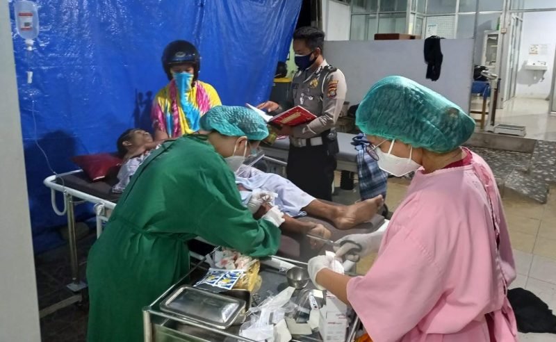 Kondisi pengendara sepeda motor, HS saat tiba di rumah sakit.