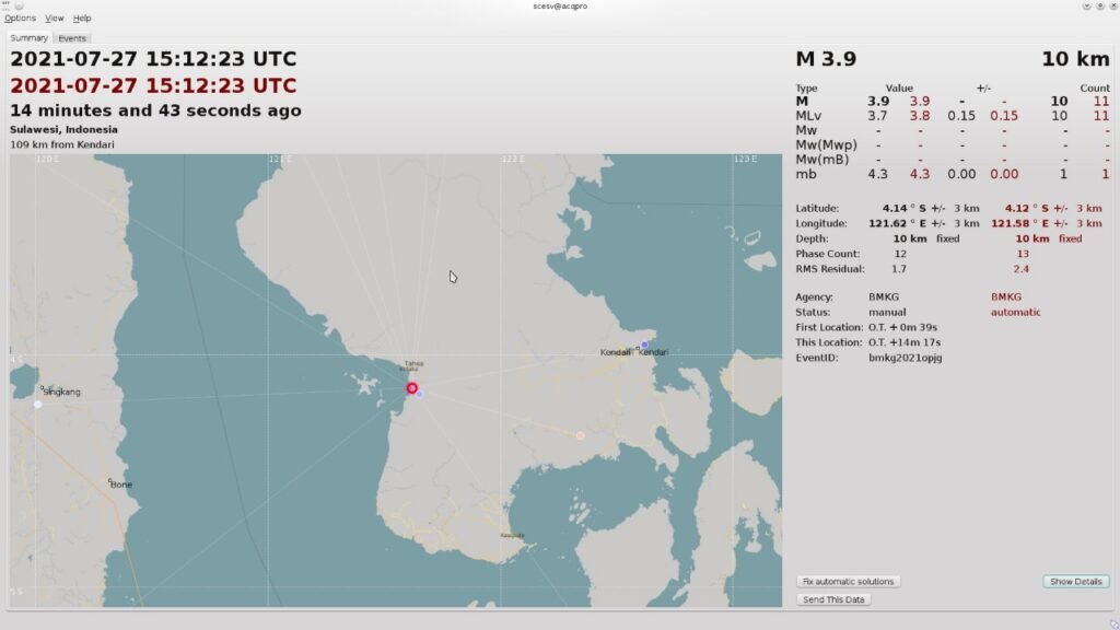 Titik gempa bumi yang mengguncang Kolaka. 