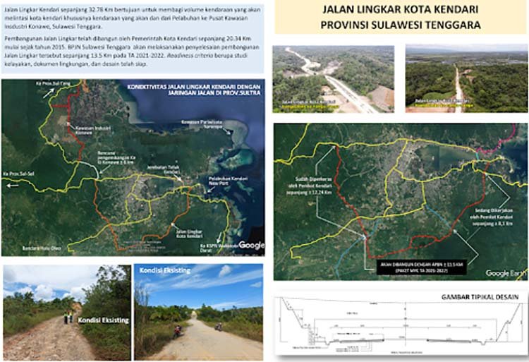 Denah pembangunan Jalan Lingkar Kota Kendari. Foto: BPJN Sultra.