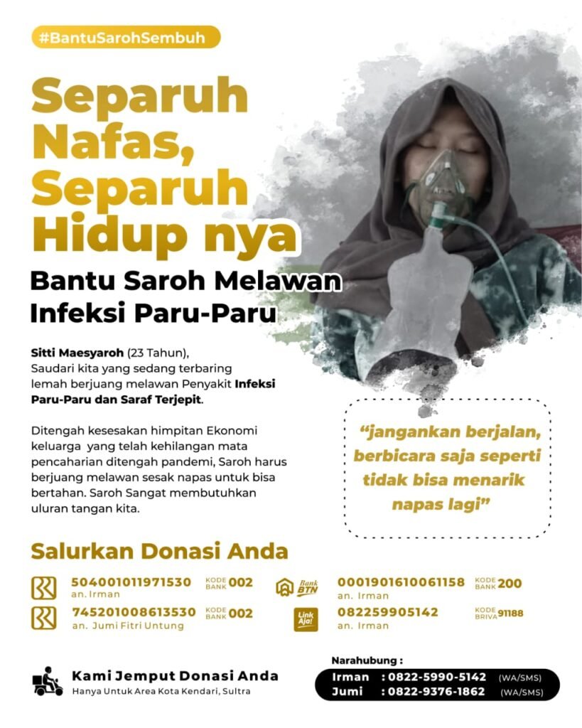 Pamflet donasi untuk Siti Maesyaroh.