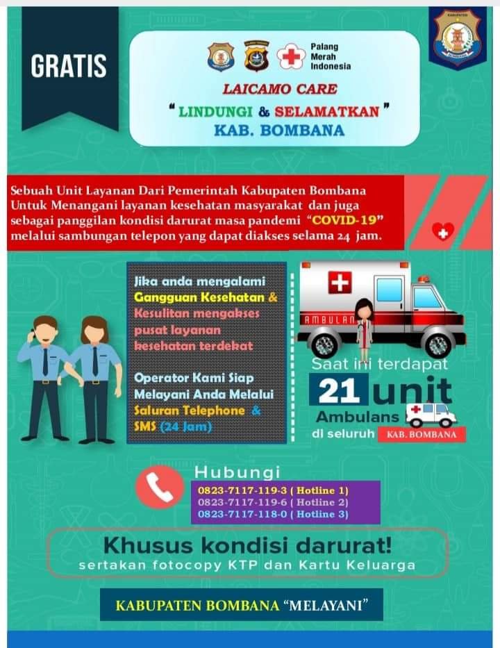 Layanan Laicamo Care oleh Pemerintah Kabupaten Bombana bekerja sama dengan Kepolisian Resor Bombana. 