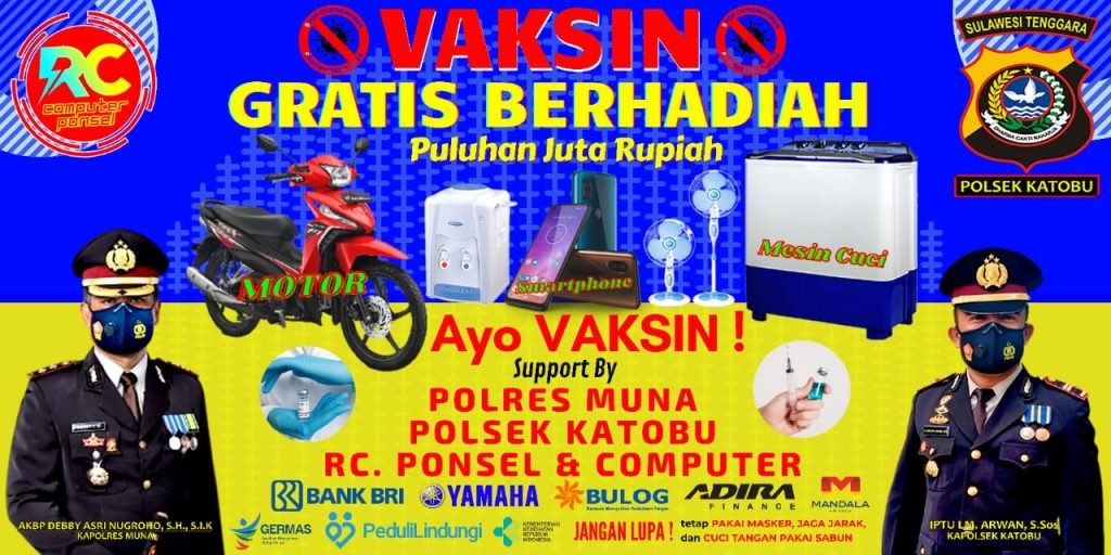 Poster pelaksanaan vaksinasi oleh Polres Muna. 