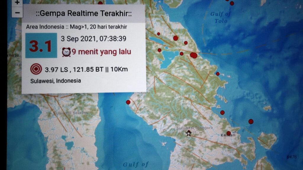 Titik gempa di Koltim pagi ini. Foto: BMKG.