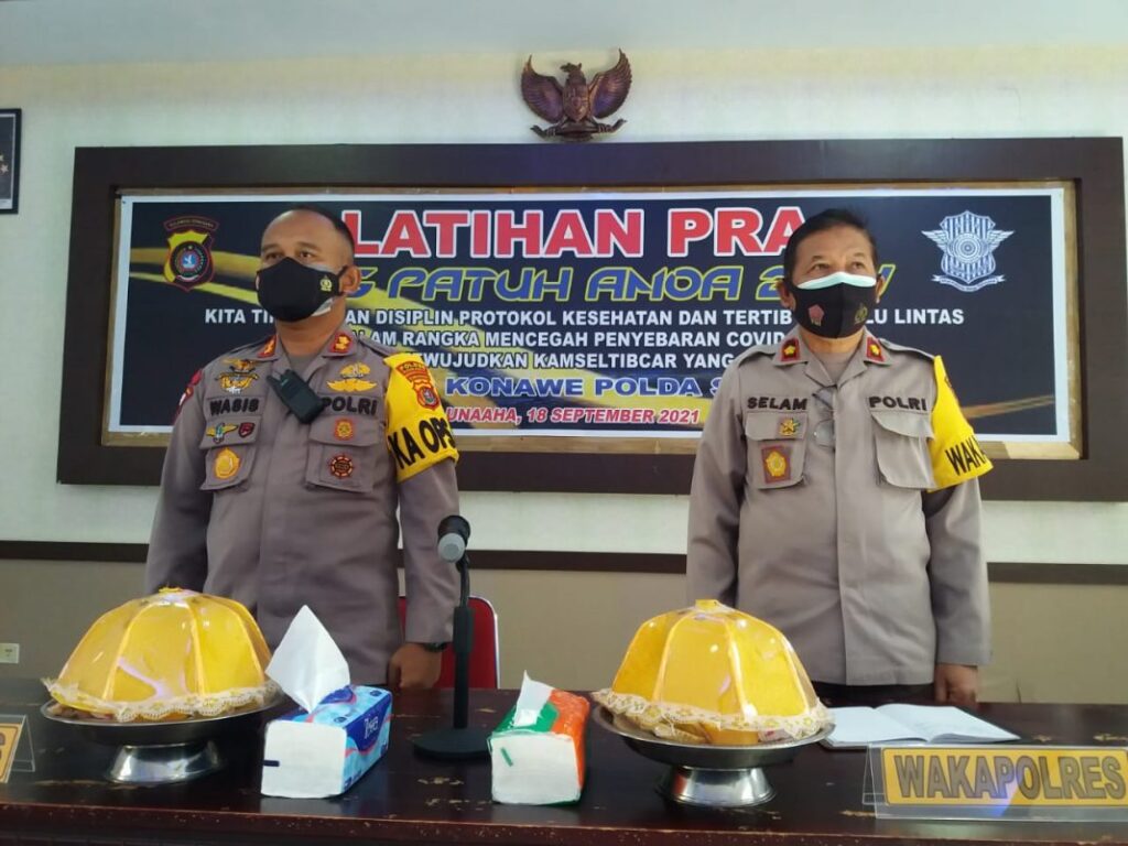 Kegiatan Latihan Pra Operasi Patuh Anoa 2021 yang dipimpin Kapolres Konawe AKBP Wasis Santoso, SIK didampingi Wakapolres Konawe, Kompol Selam.