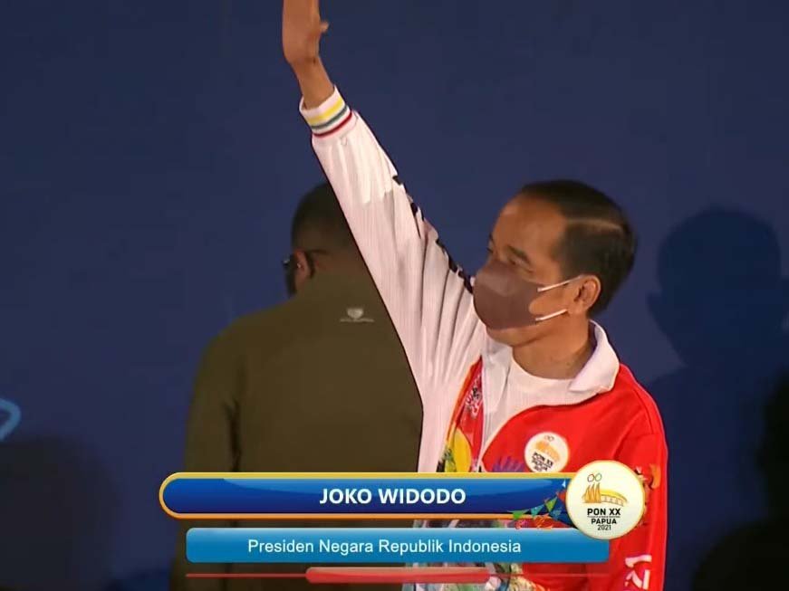Presiden Jokowi saat hadir di Upacara Pembukaan PON XX Papua 2021. Foto: Tangkapan layar YouTube PON XX Papua 2021. (2/9/2021).