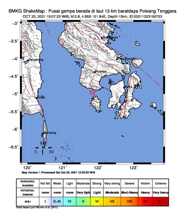 Titik gempa yang mengguncang Buton Utara.