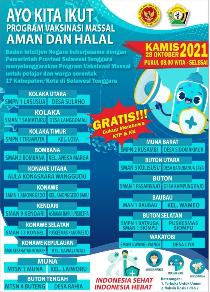 Pamflet vaksinasi serentak BIN Daerah Sultra.