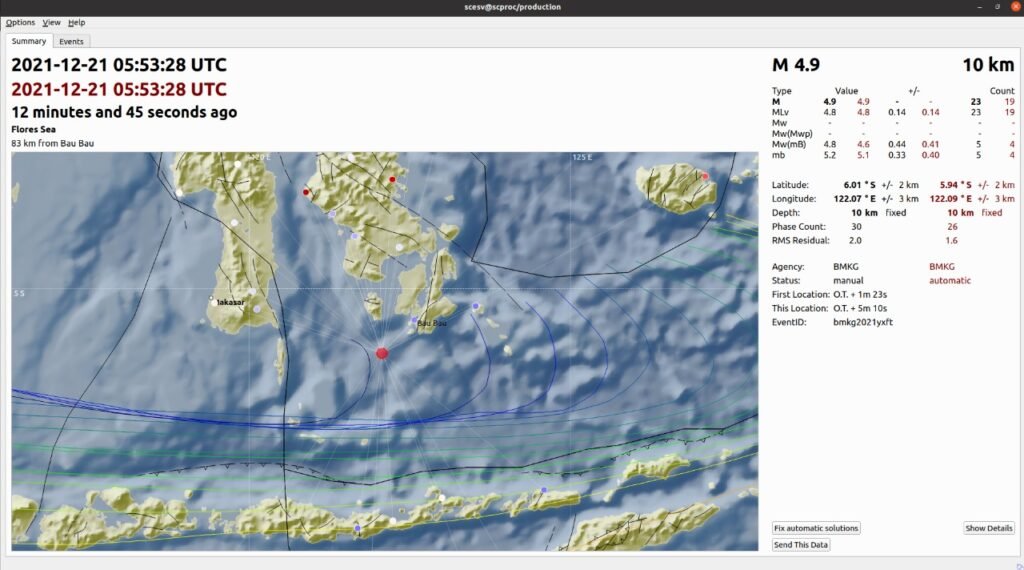 Titik gempa yang mengguncang Buton Selatan.