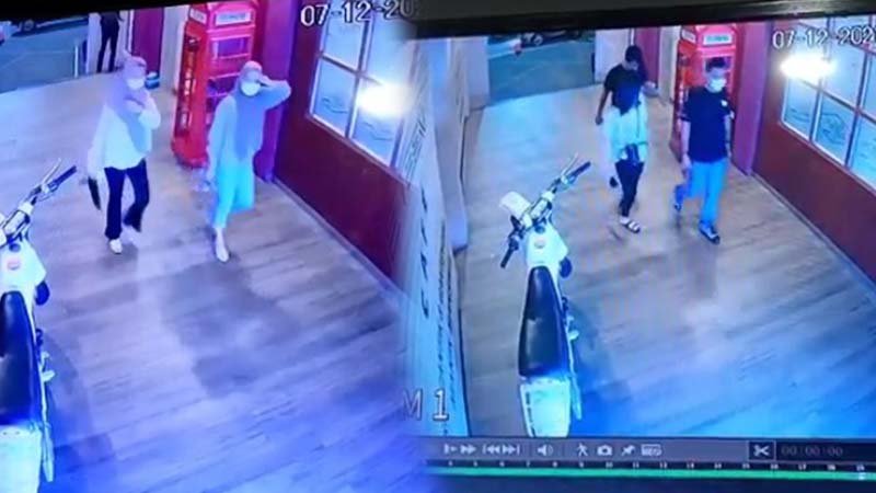 Lima orang yang tidak membayar pesanannya, tertangkap CCTV di Nine Teen Cafe. Foto: Tangkapan layar CCTV.
