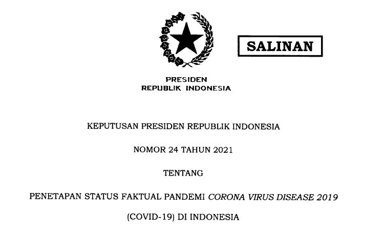 Salinan Keputusan Presiden (Keppres) RI Nomor 24 Tahun 2021. Foto: Tangkapan layar.