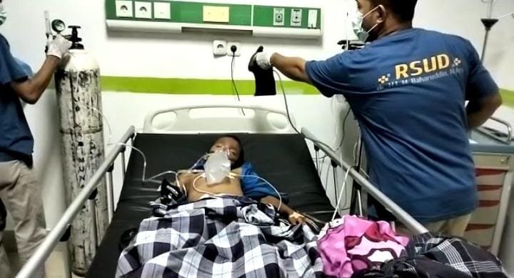 Kondisi korban saat dilarikan di RSUD dr. Baharuddin Muna.