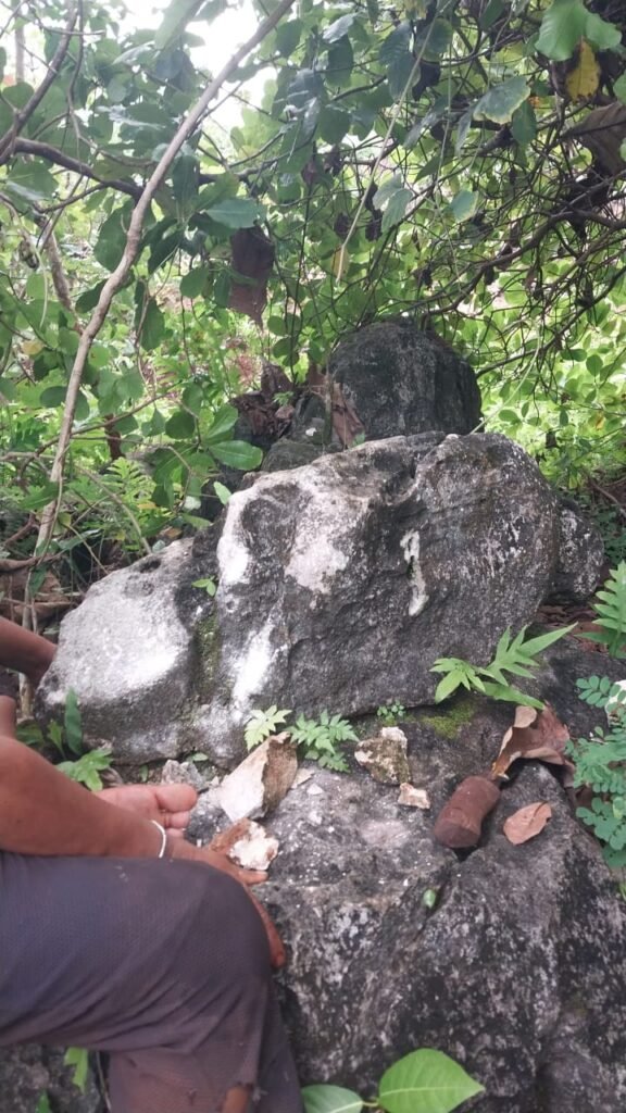 Batu di Kabupaten Muna yang mengeluarkan bunyi mirip perangkat alat musik tradisional saat dipukul.