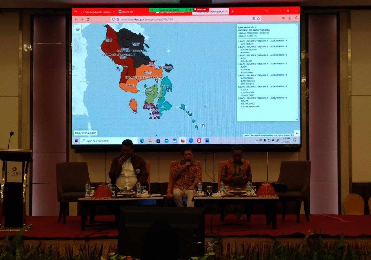 KPU Sultra Uji Publik Rancangan Dapil dan Alokasi Kursi DPRD Sultra dalam Pemilu 2024 KPU Sultra Uji Publik Rancangan Dapil dan Alokasi Kursi DPRD Sultra dalam Pemilu 2024