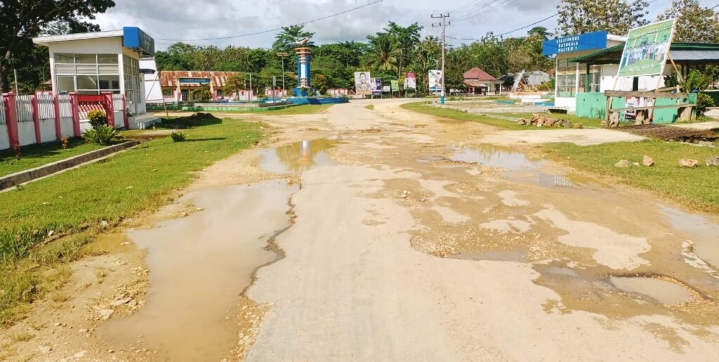 Kondisi jalan menuju Bandar Udara Sugimanuru di Desa Kusambi.