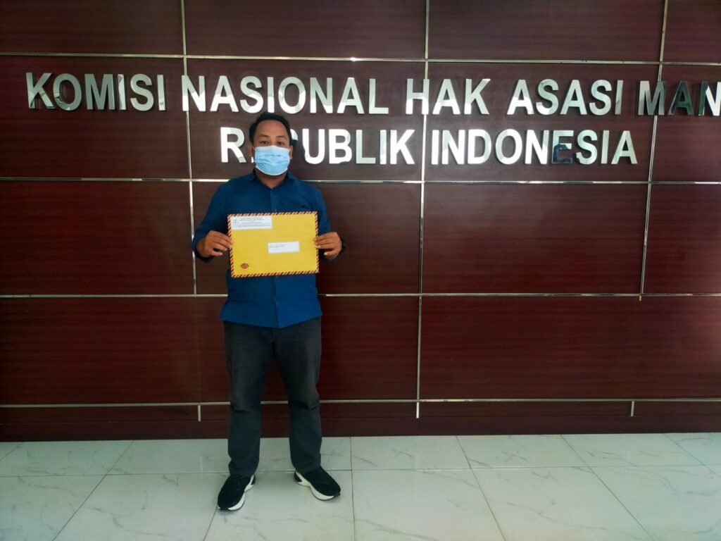 LBH HAMI Sultra memasukkan aduan kasus tabrak lari di Kabupaten Konawe ke Komnas HAM. Foto: Istimewa. (8/6/2023).