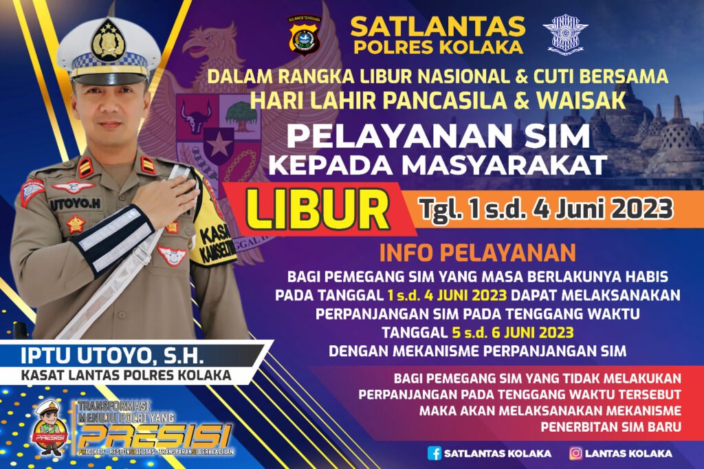 Pamflet pengumuman hari libur Polres Kolaka.