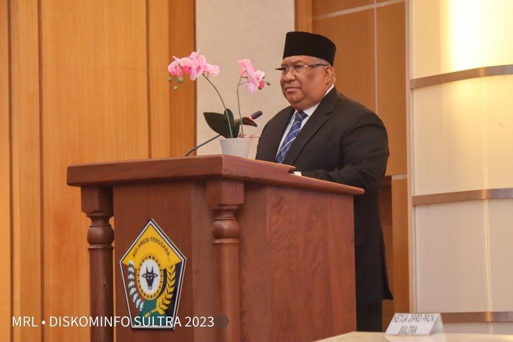 Gubernur Sultra 2018-2023, Ali Mazi saat menyampaikan sambutan.