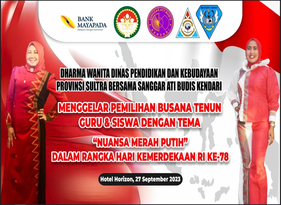 Flayer kegiatan pemilihan busana tenun di Kendari.