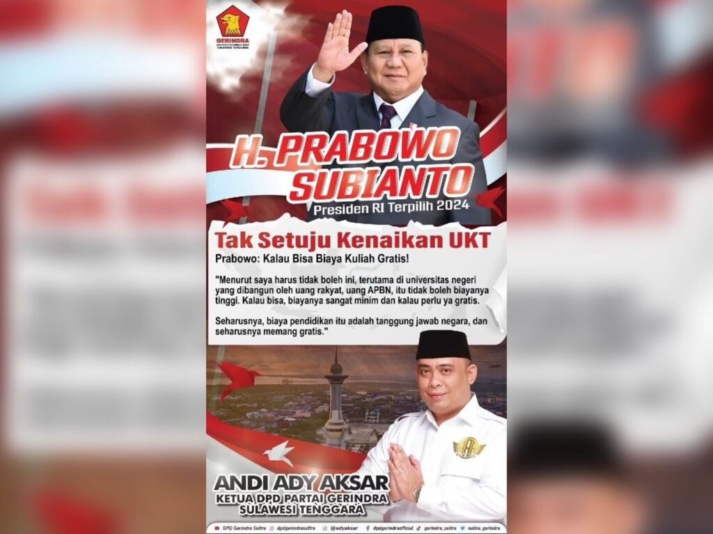 Gerindra Sultra Dukung Misi Prabowo Perjuangkan UKT Gratis Mahasiswa