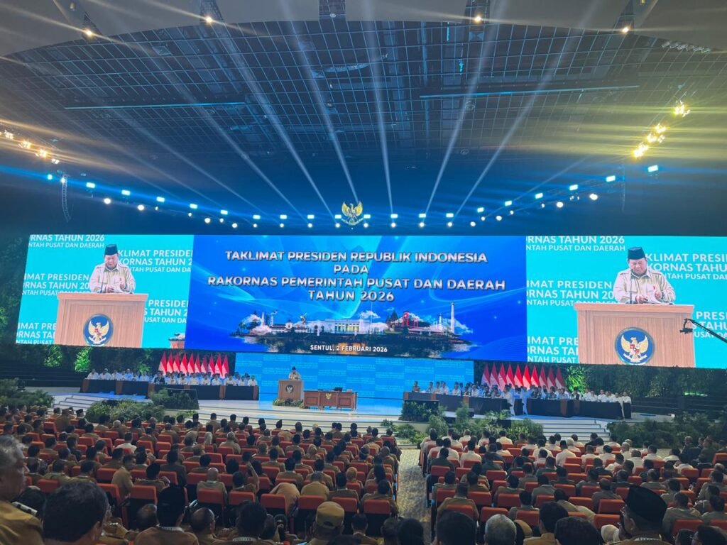 Rapat Koordinasi Nasional (Rakornas) Pemerintah Pusat dan Daerah Tahun 2026 yang digelar Kementerian Dalam Negeri (Kemendagri), di Sentul International Convention Center (SICC), Kabupaten Bogor, Jawa Barat.