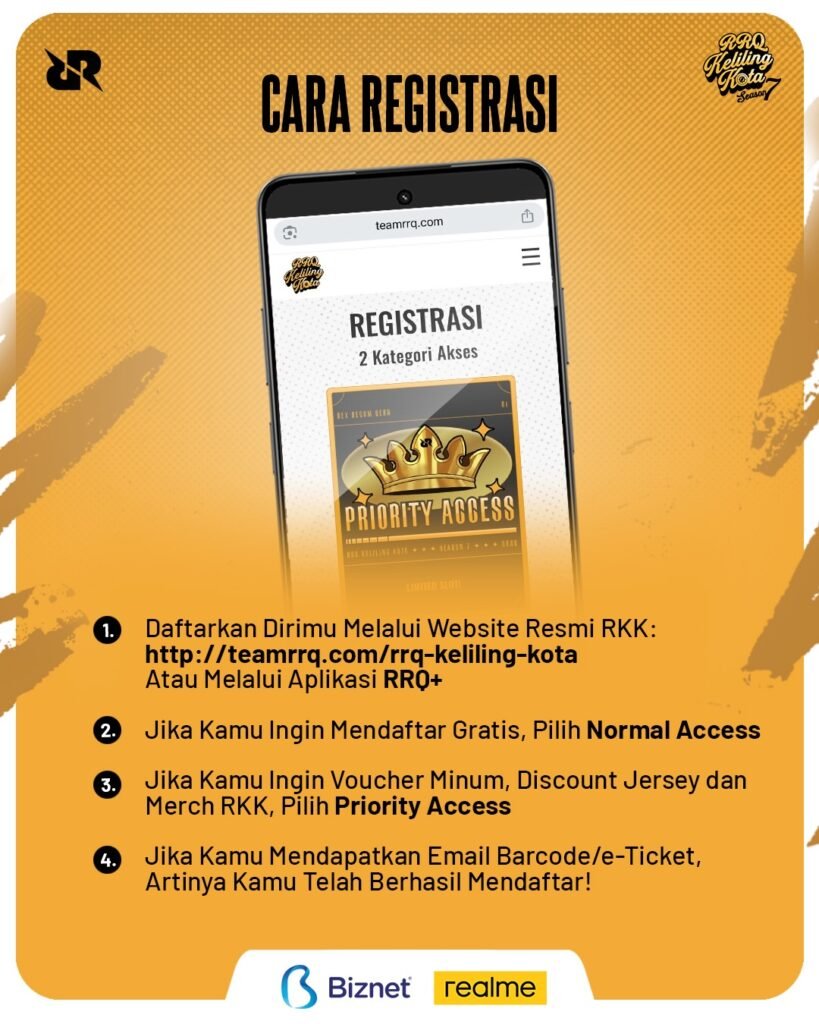 Pamflet link pendaftaran peserta Rex Regum Qeon (RRQ) Keliling Kota Season 7 yang akan digelar di Kota Kendari, Sulawesi Tenggara (Sultra).