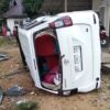 Toyota Avanza Terbalik di Konut, Pengemudi Dilaporkan Selamat