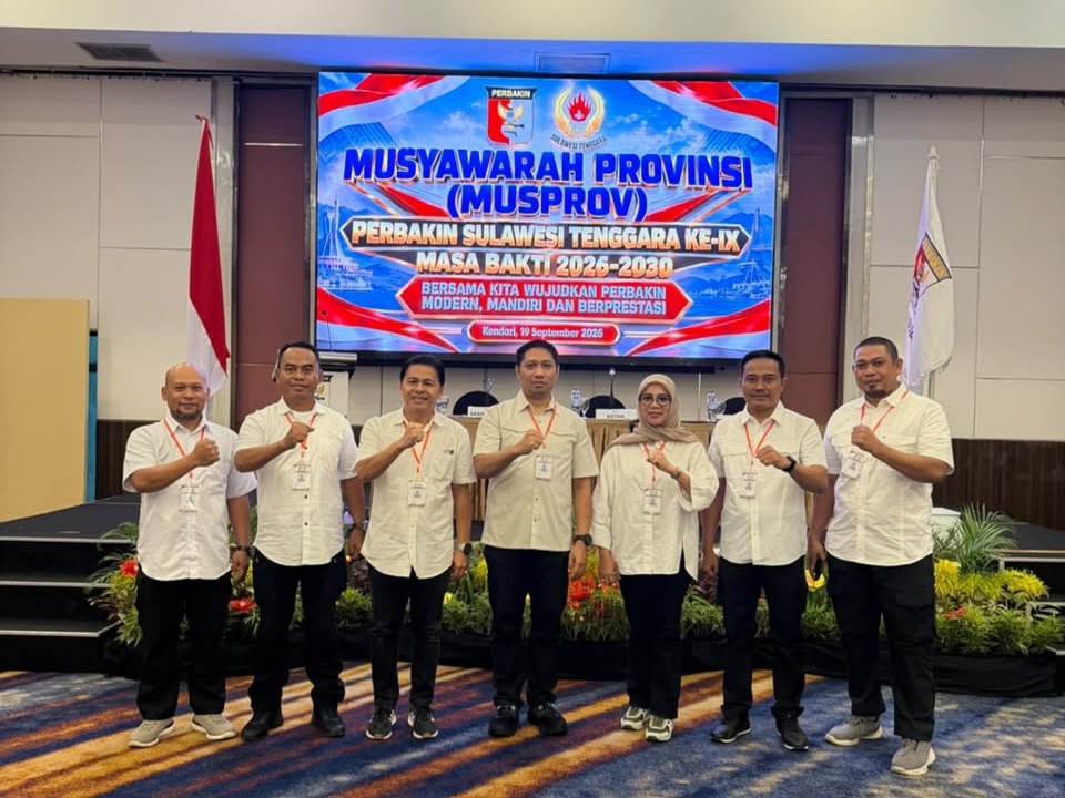 Kapolres Konawe Utara (Konut), AKBP Rico Fernanda (tengah) bersama jajaran pengurus Perbakin Sulawesi Tenggara (Sultra) dalam Musyawarah Provinsi (Musprov) Perbakin Sultra IX di Kota Kendari.
