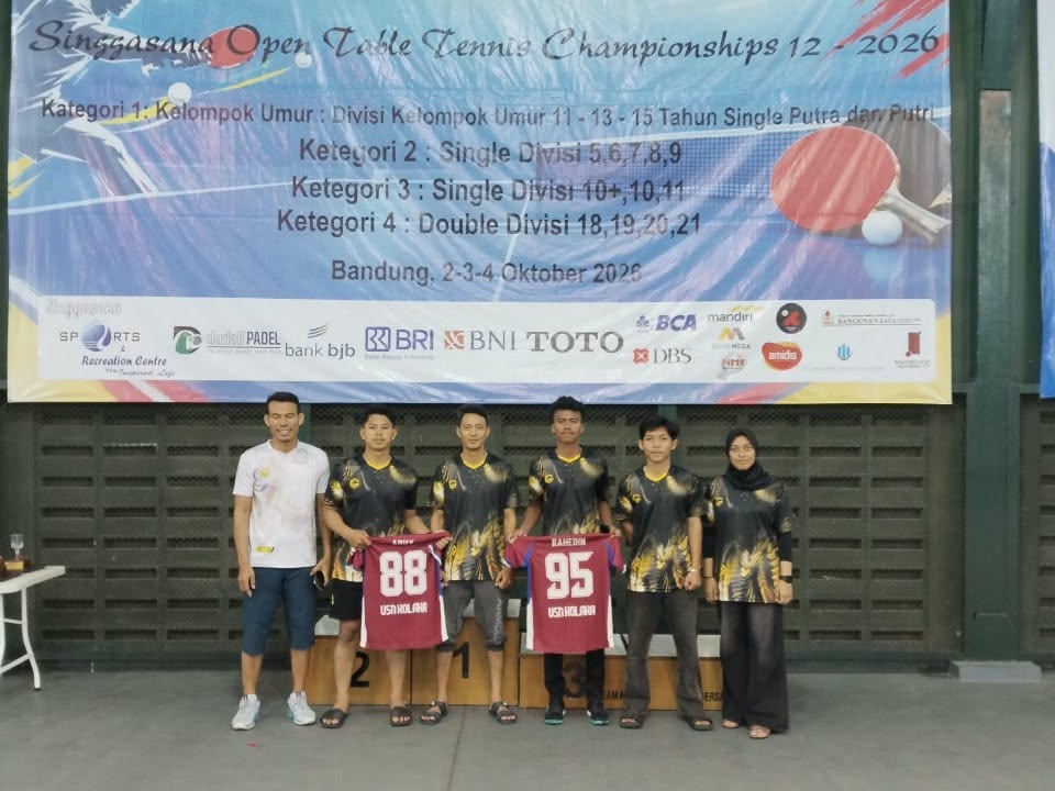 Tim Eksekutif Universitas Sembilanbelas November (USN) Kolaka meraih juara 2 dalam ajang Singgasana Open Table Tennis Championship 12 yang digelar di Bandung, Jawa Barat (Jabar).