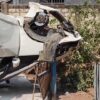 Ban Depan Lepas saat Berkendara, Mobil Honda di Baubau Terbalik hingga Rusak Parah